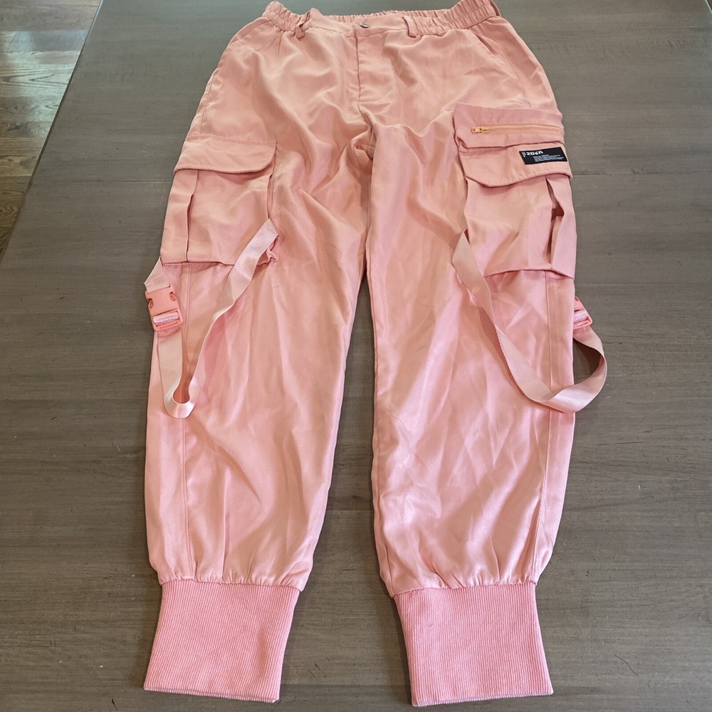 Yoins Your Inspiration Women's Cargo Joggers Size S Orange Stretch Waist